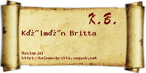 Kálmán Britta névjegykártya